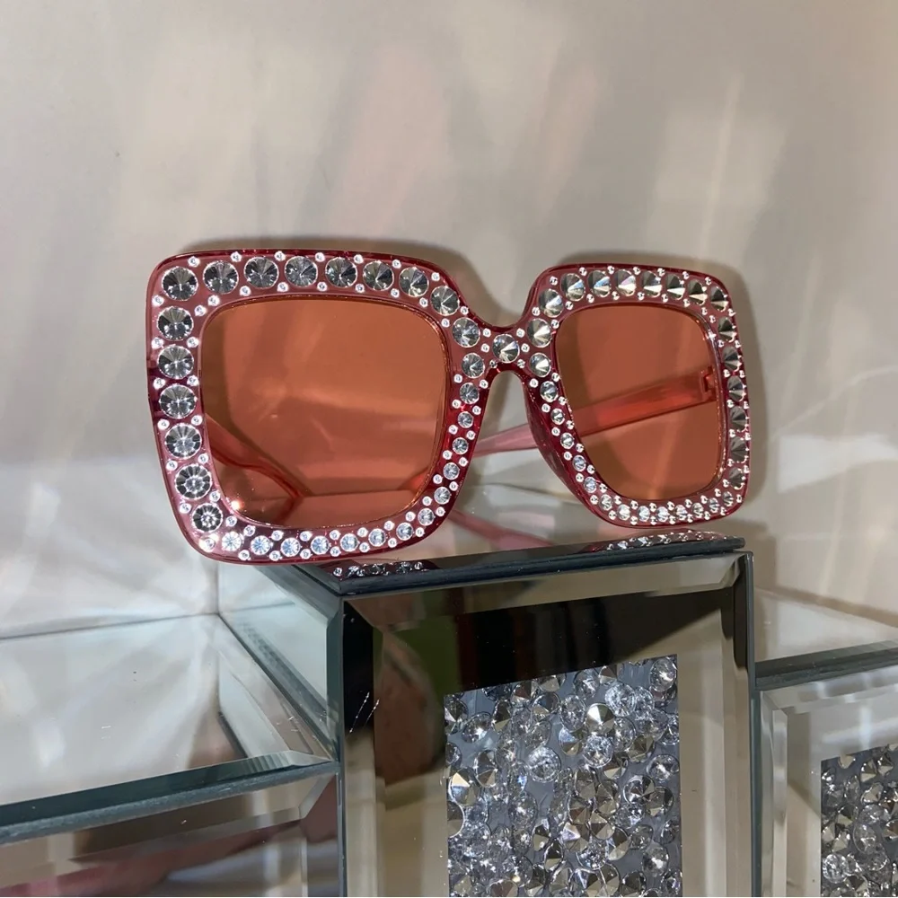 Crystal-Embellished Pink Sunglasses